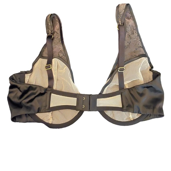 Black lace and rhinestone bra semi sheer lightly lined Victorias Secret - Picture 4 of 11